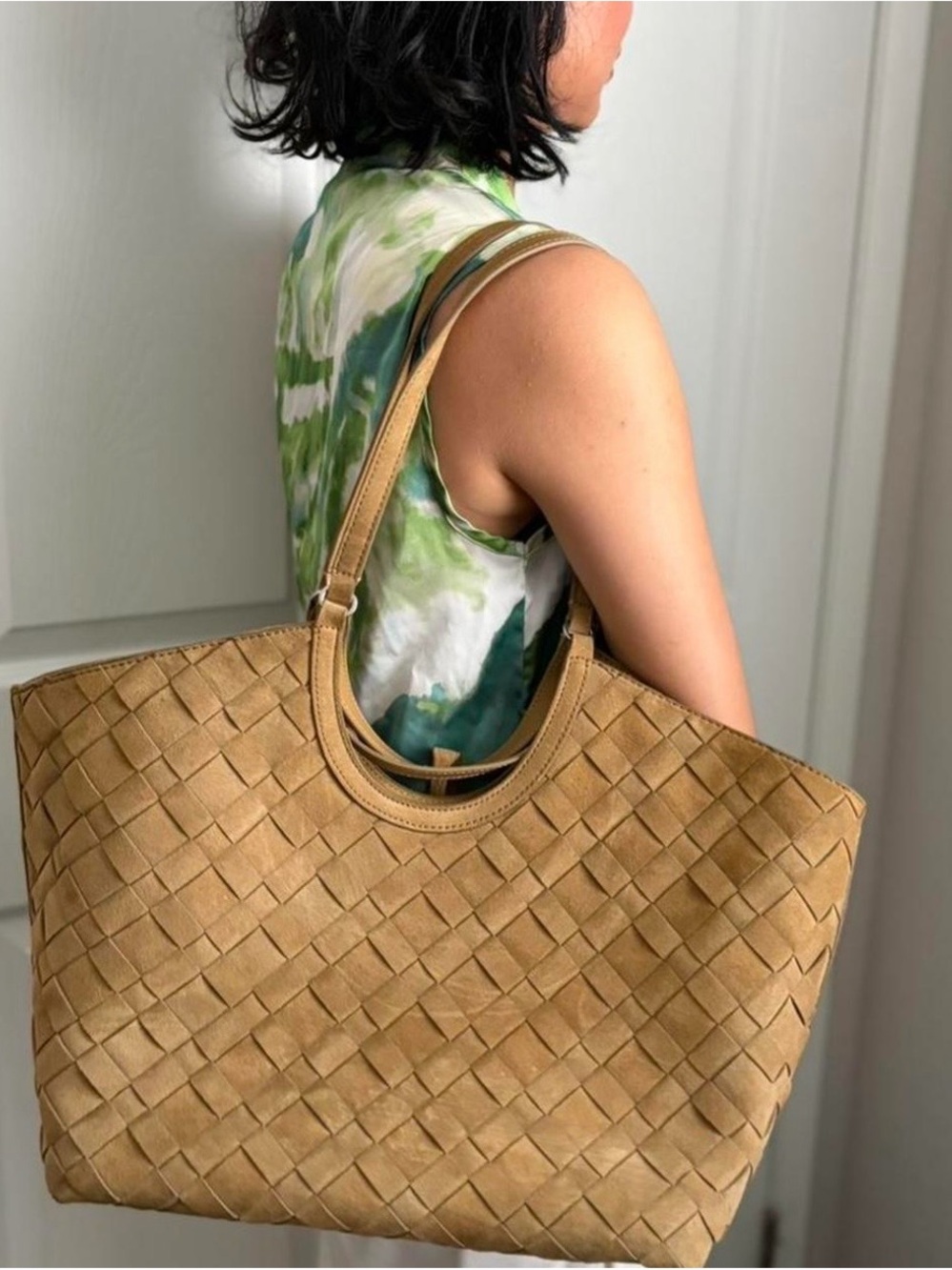 Charles & Keith Woven Tote in Tan